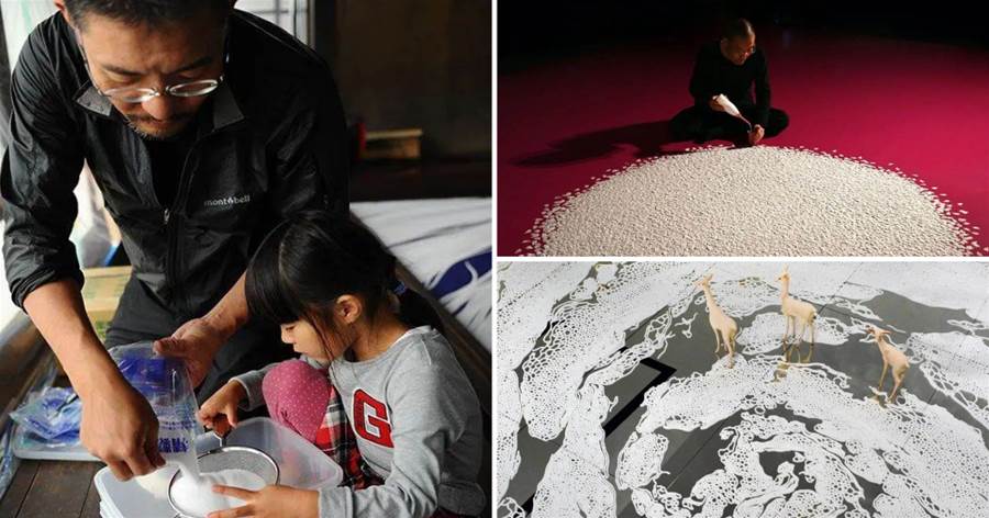 為緬懷妻子，日本大師用成噸的鹽，創造了100萬枚花瓣！網友：侘寂文化，令人感動！