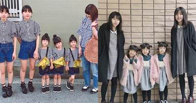 生完雙胞胎又生三胞胎！日本辣媽生5個女兒「長相如復製粘貼」幸福放大5倍成人生贏家