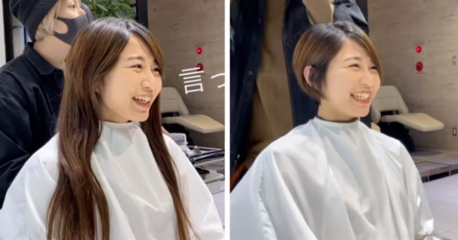 日本長髮美女小姐姐要挑戰超短髮，老公的反應絕了！幸福的女人都嫁給了有趣的靈魂！
