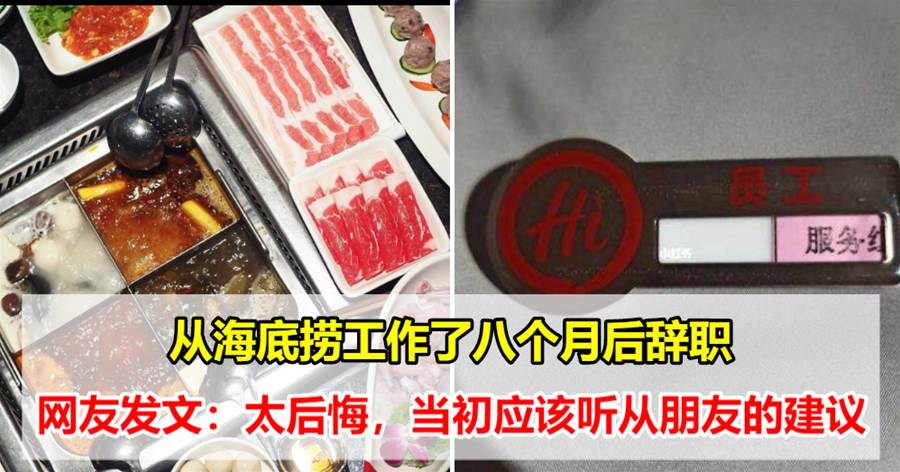 从海底捞工作了八个月后辞职，网友发文：太后悔，当初应该听从朋友的建议